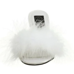 Blanc 8 cm AMOUR-03 plumes de marabout Mules Chaussures