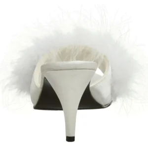 Blanc 8 cm AMOUR-03 plumes de marabout Mules Chaussures