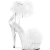 Blanc 15 cm DELIGHT-624F sandales à talons hauts et plumes pole dance