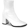 Blanc Similicuir 7,5 cm GOGO-150 bottines à talons épais stretch