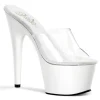Blanc Transparent 18 cm ADORE-701 Plateforme Mules Hautes