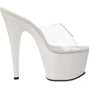Blanc Transparent 18 cm ADORE-701 Plateforme Mules Hautes