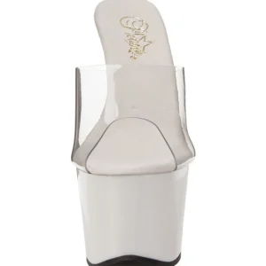 Blanc Transparent 18 cm ADORE-701 Plateforme Mules Hautes