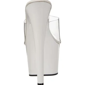 Blanc Transparent 18 cm ADORE-701 Plateforme Mules Hautes
