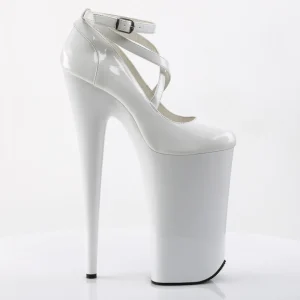 Blanc Verni 25,5 cm BEYOND-087 talons très hauts - escarpins plateforme extrême