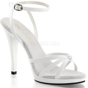 Blanc Verni 12 cm FLAIR-436 Sandales Femme a Talon