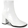 Blanc Verni 7,5 cm GOGO-150 bottines à talons épais stretch