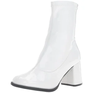 Blanc Verni 7,5 cm GOGO-150 bottines à talons épais stretch