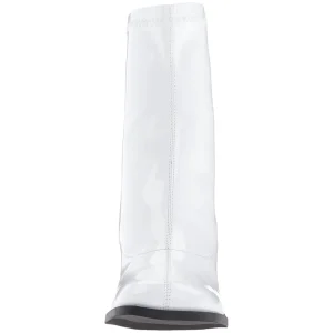 Blanc Verni 7,5 cm GOGO-150 bottines à talons épais stretch