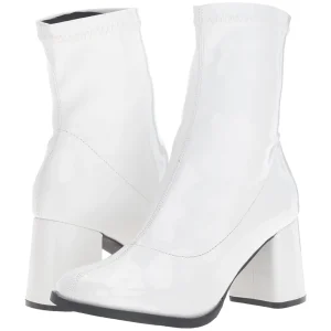 Blanc Verni 7,5 cm GOGO-150 bottines à talons épais stretch