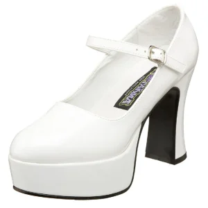 Blanc Verni 11 cm MARYJANE-50 Mary Jane Escarpins Haut Talon