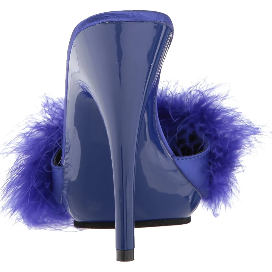 bleu__cm_poisef_plumes_de_5.webp Bleu 13 cm POISE-501F plumes de marabout Mules Chaussures