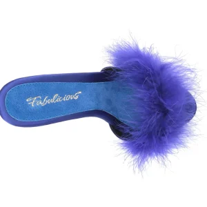 Bleu 13 cm POISE-501F plumes de marabout Mules Chaussures