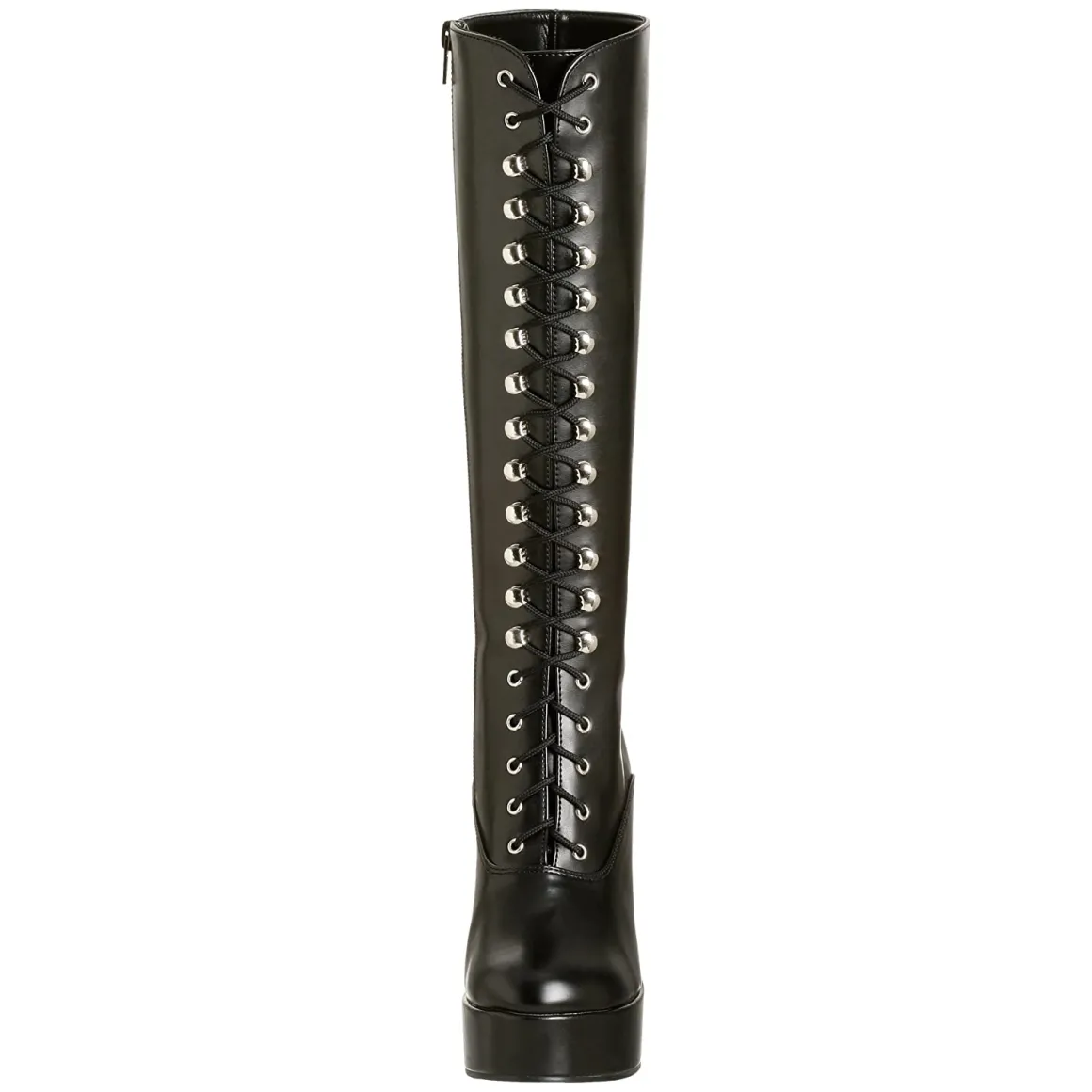 bottes_lacets_plateforme__3-3.webp Bottes lacets plateforme noires vinyle années 70 - hippie disco gogo botte haute à talon carré 13 cm