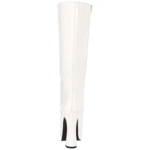 Bottes lacets plateforme blanches vinyle années 70 - hippie disco gogo botte haute à talon carré 13 cm