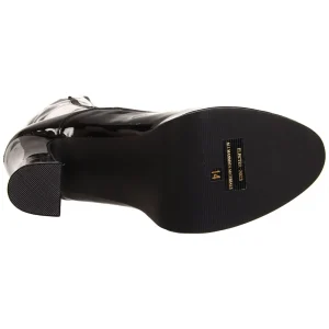 Bottes lacets plateforme noires verni années 70 - hippie disco gogo botte haute à talon carré 13 cm