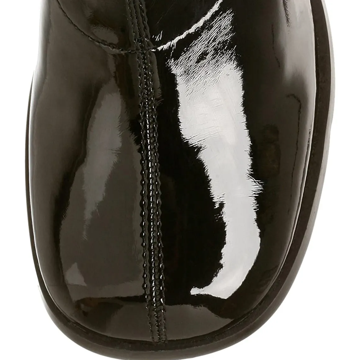 bottes_noires_en_cuir_ver_6-1.webp Bottes noires en cuir verni années 70 - hippie disco gogo botte haute à talon carré 7,5 cm
