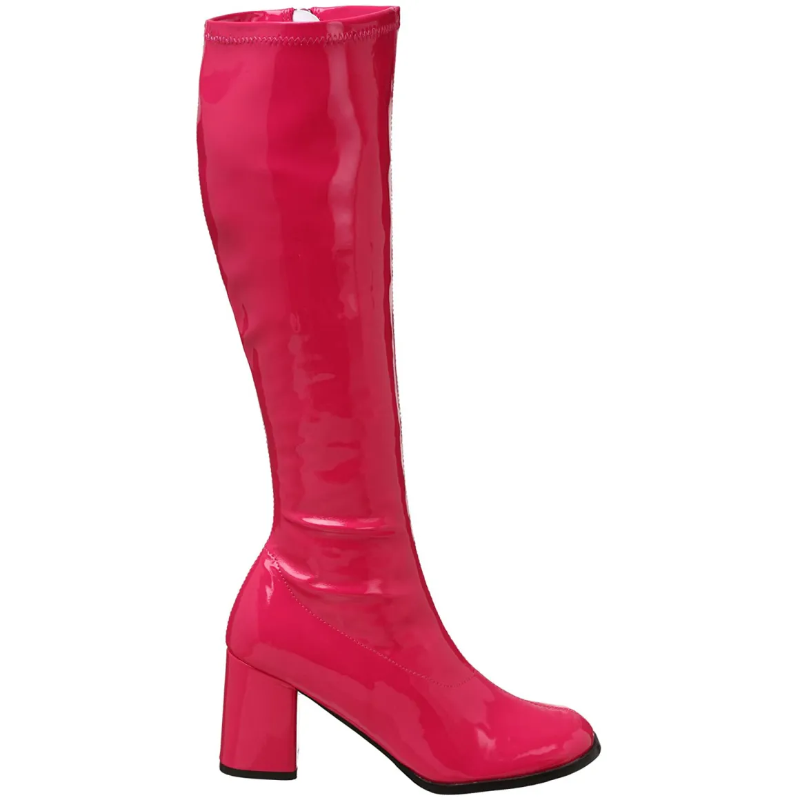 bottes_pink_en_cuir_verni_0.webp Bottes pink en cuir verni années 70 - hippie disco gogo botte haute à talon carré 7,5 cm