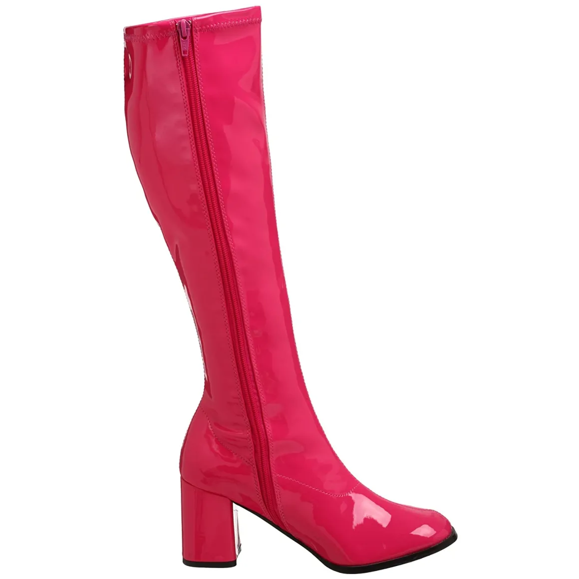 bottes_pink_en_cuir_verni_2.webp Bottes pink en cuir verni années 70 - hippie disco gogo botte haute à talon carré 7,5 cm