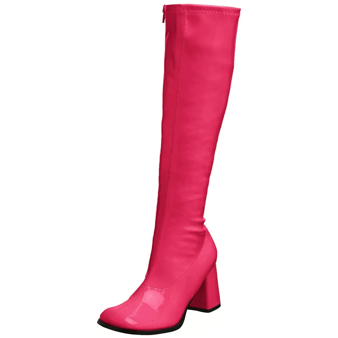 bottes_pink_en_cuir_verni_5.webp Bottes pink en cuir verni années 70 - hippie disco gogo botte haute à talon carré 7,5 cm