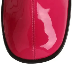 Bottes pink en cuir verni années 70 - hippie disco gogo botte haute à talon carré 7,5 cm