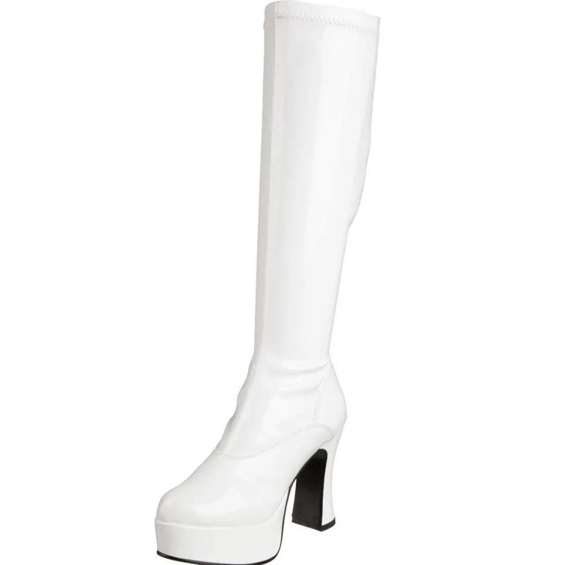 bottes_plateforme_blanche_0-1.webp Bottes plateforme blanches verni années 70 - hippie disco botte haute à talon carré 13 cm