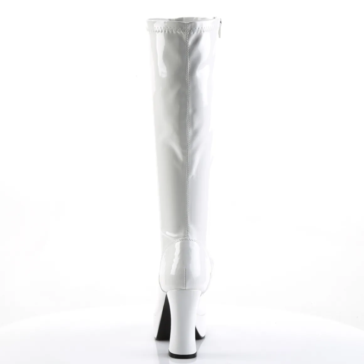 bottes_plateforme_blanche_4-1.webp Bottes plateforme blanches verni années 70 - hippie disco botte haute à talon carré 13 cm