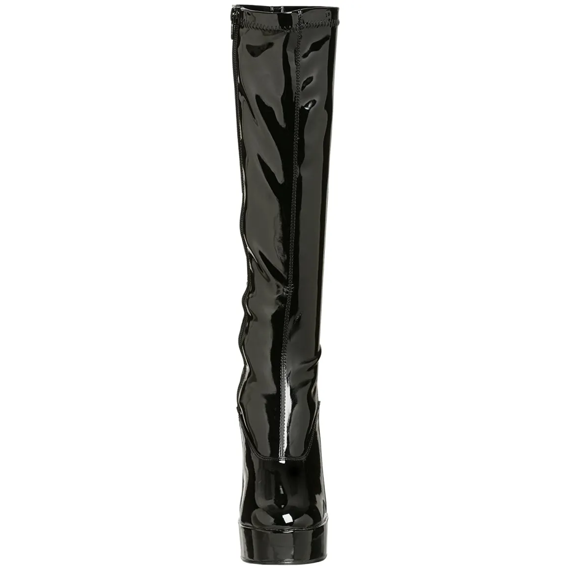 bottes_plateforme_noires__3.webp Bottes plateforme noires verni années 70 - hippie disco botte haute à talon carré 13 cm