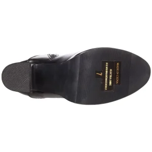 Bottes plateforme noires vinyle années 70 - hippie disco botte haute à talon carré 13 cm