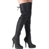 Cuir 13,5 cm INDULGE-3011 Cuissardes Bottes Plateforme