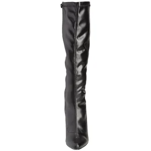 Cuir vegan noires 13 cm SEDUCE-2000 bottes à talon aiguille bout pointu