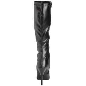 Cuir vegan noires 13 cm SEDUCE-2000 bottes à talon aiguille bout pointu