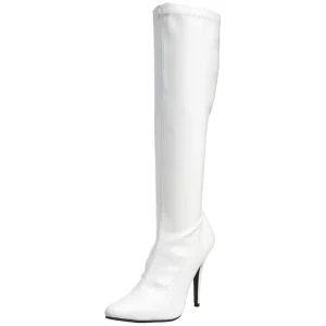 Cuir verni blanches 13 cm SEDUCE-2000 bottes à talon aiguille bout pointu