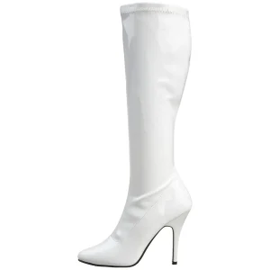 Cuir verni blanches 13 cm SEDUCE-2000 bottes à talon aiguille bout pointu