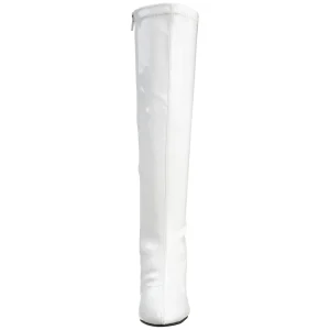 Cuir verni blanches 13 cm SEDUCE-2000 bottes à talon aiguille bout pointu