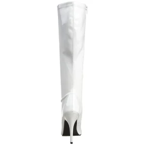 Cuir verni blanches 13 cm SEDUCE-2000 bottes à talon aiguille bout pointu