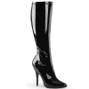 Cuir vernis noires 13 cm SEDUCE-2000 bottes à talon aiguille bout pointu