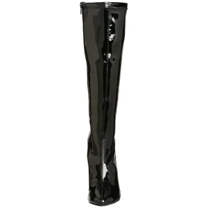 Cuir vernis noires 13 cm SEDUCE-2000 bottes à talon aiguille bout pointu