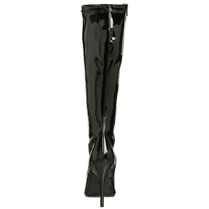 Cuir vernis noires 13 cm SEDUCE-2000 bottes à talon aiguille bout pointu