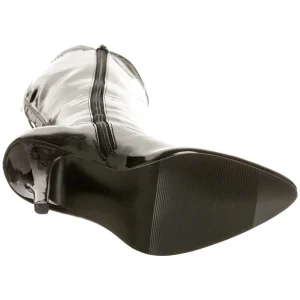 Cuir vernis noires 13 cm SEDUCE-2000 bottes à talon aiguille bout pointu