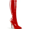 Cuir vernis rouge 13 cm SEDUCE-2000 bottes à talon aiguille bout pointu