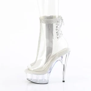 DELIGHT - 15 cm bottine talon haut femme pleaser strass transparentes