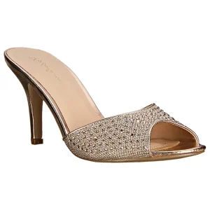 Dorée 8,5 cm LUCY-01 etincelle plates mules talons hauts