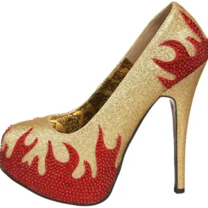 Dorée Pierres Scintillantes 14,5 cm Burlesque TEEZE-27 Chaussures femmes a talon