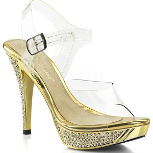 Dorée Strass 12 cm ELEGANT-408 Plateforme Sandales Talons Hauts