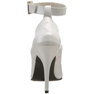 Escarpins blanc verni 13 cm SEDUCE-431 escarpins à talons avec sangle de cheville