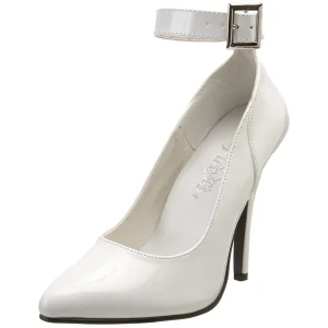 Escarpins blanc verni 13 cm SEDUCE-431 escarpins à talons avec sangle de cheville