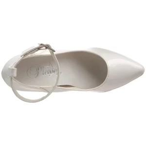 Escarpins blanc verni 13 cm SEDUCE-431 escarpins à talons avec sangle de cheville