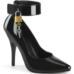 Escarpins noirs verni 13 cm SEDUCE-432 escarpins à talons avec sangle de cheville