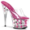 Fuchsia Transparent 18 cm ADORE-701FL Plateforme Mules Hautes